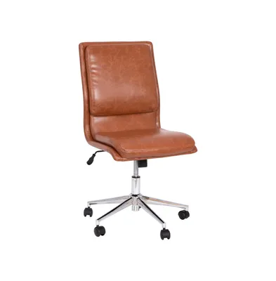 Merrick Lane Artemis Mid-Back Armless Home Office Chair With Height Adjustable Swivel Seat And Five Star Chrome Base