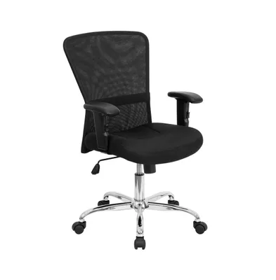 Emma+Oliver Mid-Back Mesh Contemporary Swivel Task Office Chair With Chrome Base And Adjustable Arms