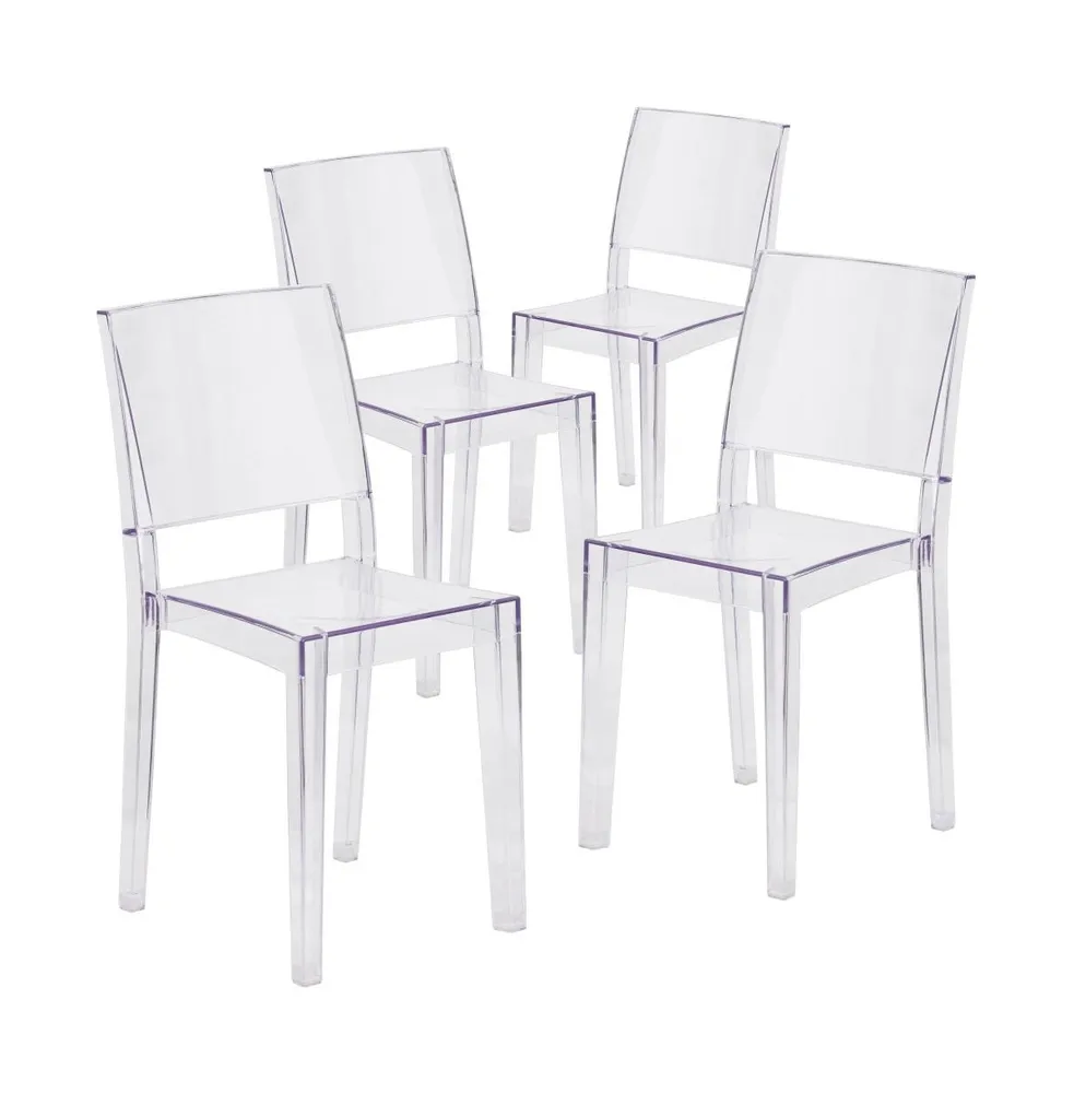 Emma+Oliver 4 Pack Transparent Stacking Side Chair