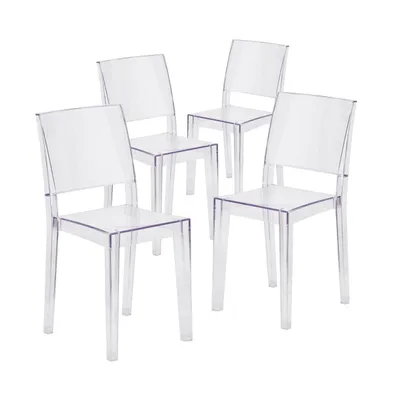 Emma+Oliver 4 Pack Transparent Stacking Side Chair