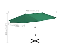 Garden Parasol with Aluminum Pole 181.1"x106.3" Green