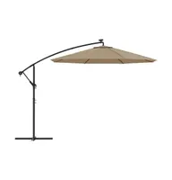 vidaXL Cantilever Umbrella with Led Lights and Steel Pole 118.1" Taupe