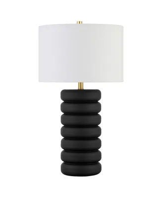 Hudson & Canal Zelda 25" Tall Ceramic Bubble Body Table Lamp with Linen Shade