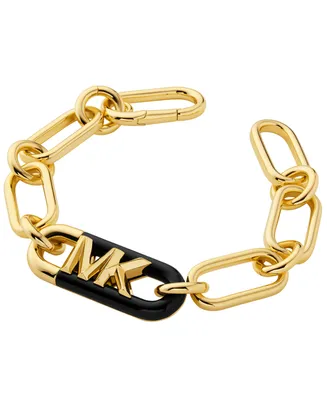 Michael Kors 14K Gold Plated Black Empire Link Chain Bracelet