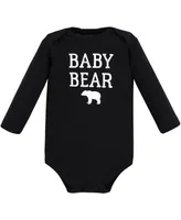 Hudson Baby Boys Cotton Long-Sleeve Bodysuits, Buffalo Plaid Bear 3-Pack, 9-12 Months