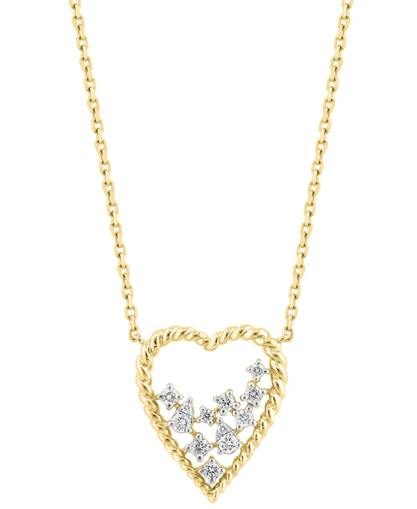 Effy 14K White Gold Black and White Diamond Triple Heart Pendant, 0.99 –  effyjewelry.com