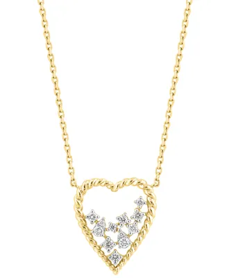 Effy Diamond Scattered Cluster Heart 18" Pendant Necklace (1/4 ct. t.w.) in 14k Gold