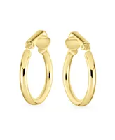 Bling Jewelry Classic Basic Simple Tube Lightweight Clip On Hoop Earrings For Women Non Pierced Ears Gold Plated Sterling Silver .75 Diameter - Gold