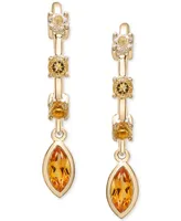 Citrine (5/8 ct. t.w.) & White Topaz (1/6 ct. t.w.) Linear Drop Earrings in 14k Gold-Plated Sterling Silver