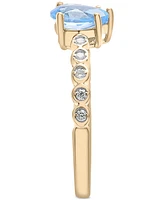 Blue Topaz (7/8 ct. t.w.) & Diamond (1/10 ct. t.w.) Ring in 14k Gold-Plated Sterling Silver