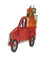 14" Red Truck with Pumpkins Fall Harvest Sign Decoration