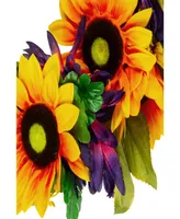 Sunflower and Mum Twig Autumn Artificial Floral Wreath 20"
