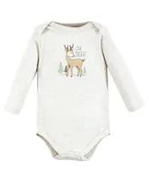 Hudson Baby Baby Boys Hudson Cotton Long-Sleeve Bodysuits, Forest Deer -Pack