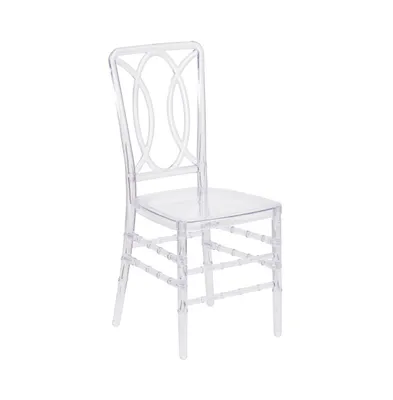 Emma+Oliver Transparent Design Stacking Chair With Designer Back - Event Chair - Uv Resistant