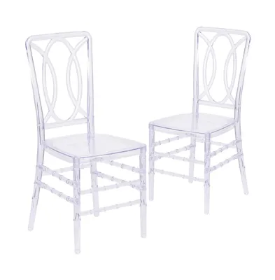 Emma+Oliver 2 Pk Transparent Design Stacking Chair With Designer Back - Event Chair - Uv Resistant