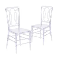 Emma+Oliver 2 Pk Transparent Design Stacking Chair With Designer Back - Event Chair - Uv Resistant