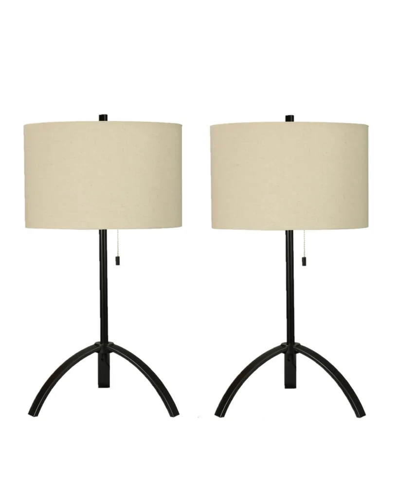 27" Metal Table Lamp with Designer Shade, Set of 2