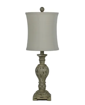25" Antique-Like Cast Candlestick Table Lamp with Designer Shade