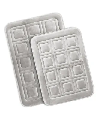 2 Piece Ultra Soft Non-Slip Plush Memory Foam Bath Rug Set - Large & Small Waffle Design