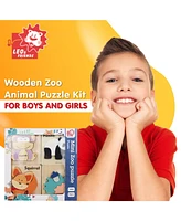 Leo & Friends Wooden Zoo Animal Puzzle Kit for Boys and Girls