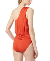 Michael Michael Kors Women's One-Shoulder Blouson One-Piece Swimsuit