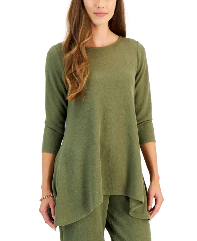 Jm Collection Women's 3/4-sleeve Knit Top, Regular & Petite, Created For  Macy's In Intrepid Blue