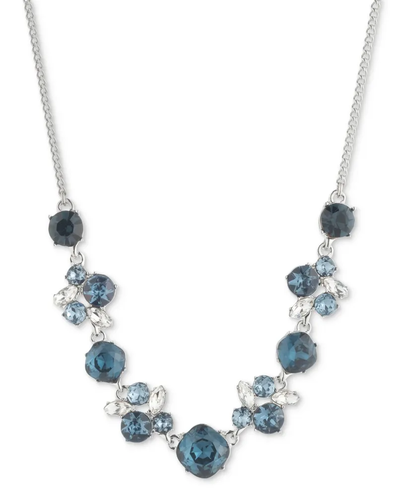 Silver 3 Layer Grey Crystal Rock Necklace - Evelie Blu Boutique