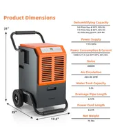 Costway 163 Ppd Portable Commercial Dehumidifier w/Water Tank&Drainage Pipe for Basement
