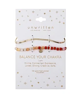 Unwritten Multi Color Bead and 14K Gold Plated Bracelet Set, 2 Pieces