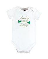 Hudson Baby Baby Girls Cotton Bodysuits, Lucky Lady