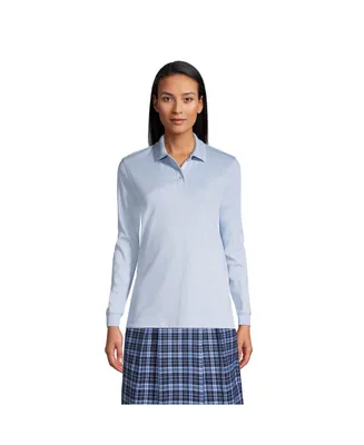 Lands' End Women's School Uniform Tall Long Sleeve Interlock Polo Shirt
