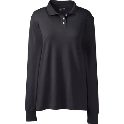 Lands' End Women's School Uniform Long Sleeve Interlock Polo Shirt