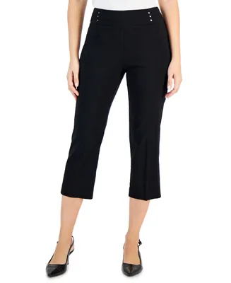 Jm Collection Women's Pull On Slim-Fit Rivet Detail Cropped Pants, Created for Macy's