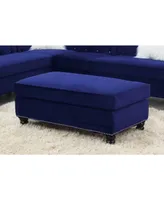 Simplie Fun Living Room Xl- Cocktail Ottoman In Velvet Accent Studding Trim Wooden Legs