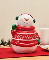 Winterberry Sweater Snowman Cookie Jar