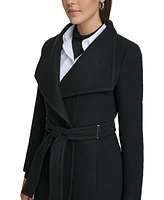 Calvin Klein Womens Asymmetrical Belted Wrap Coat, Created for Macys