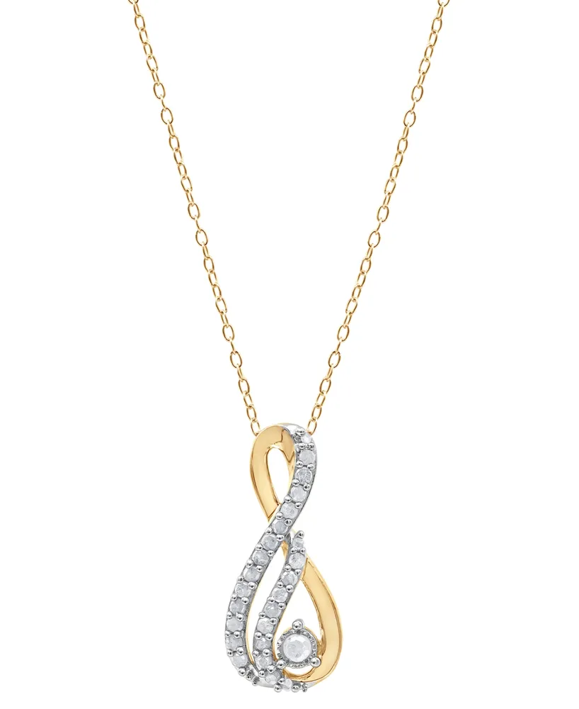 Diamond Treble Clef 18" Pendant Necklace (1/4 ct. t.w.) in Gold-Plated Sterling Silver - Gold