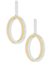 Diamond Intertwined Oval Drop Earrings (1/4 ct. t.w.) in Sterling Silver & 14k Gold-Plate - Sterling Silver  Gold