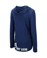 Women's Colosseum Navy Penn State Nittany Lions My Lover Lightweight Hooded Long Sleeve T-shirt