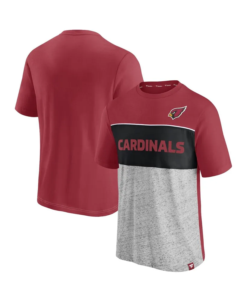 Men's Fanatics Cardinal, Heathered Gray Arizona Cardinals Colorblock T-shirt