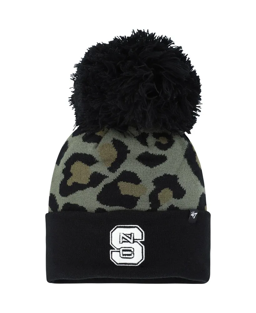 Women's '47 Black New York Jets Fiona Logo Cuffed Knit Hat with Pom