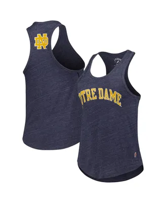 Women's League Collegiate Wear Heather Navy Notre Dame Fighting Irish Two-Hit Intramural Tri-Blend Scoop Neck Racerback Tank Top