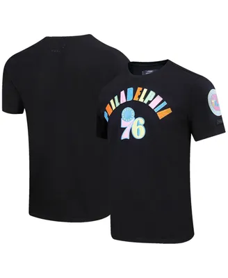 Men's Pro Standard Black Philadelphia 76ers Washed Neon T-shirt