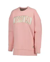 Women's Pressbox Pink Wisconsin Badgers La Jolla Fleece Pullover Sweatshirt