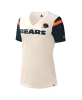 Women's Starter Cream Chicago Bears Kick Start V-Neck T-shirt