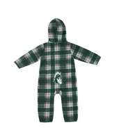 Infant Boys and Girls Colosseum Green, Gray Michigan State Spartans Farays Plaid Full-Zip Hoodie Jumper