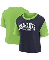 Women's Nike Neon Green, College Navy Seattle Seahawks High Hip Fashion T-shirt