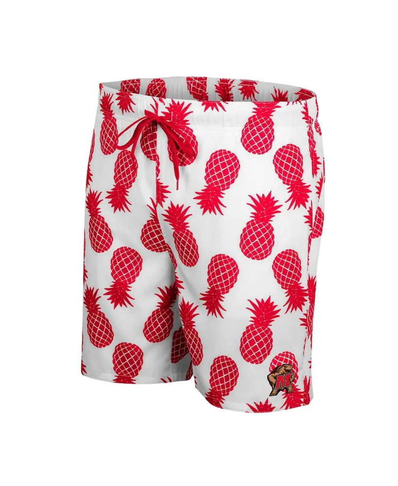 Men's Colosseum White Maryland Terrapins Pineapples Swim Shorts