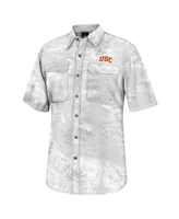 Men's Colosseum White Usc Trojans Realtree Aspect Charter Full-Button Fishing Shirt