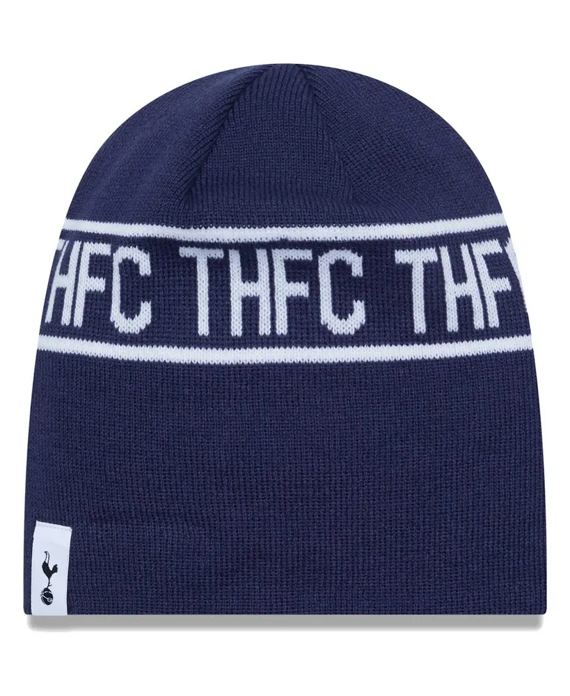 Men's New Era Navy Tottenham Hotspur Wordmark Skull Knit Hat